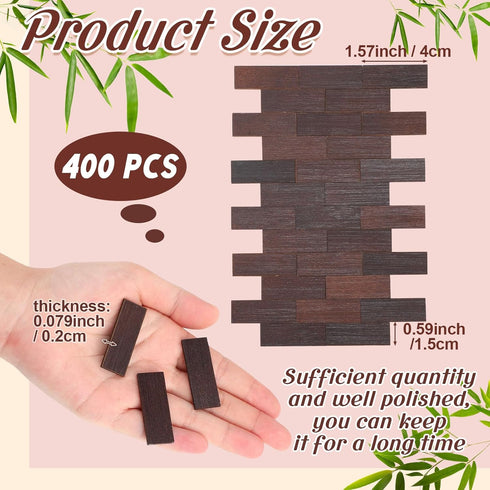 400 Pcs Miniature Dollhouse Flooring on 1: 12 Scale Mini Wooden Dollhouse Floor Boards Geometric Bamboo Doll House Furniture Wood Mini Floor Boards for Model Accessories(Brown)