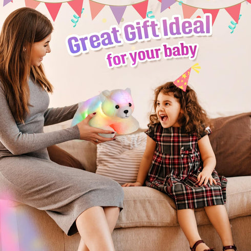 BSTAOFY Light Up Polar Bear Stuffed Animal, LED Night Light Plush Toy, 11'', White Gift for Kids