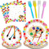 96 Pcs Art Plates and Napkins Party Supplies, Paint Tableware Set for Art Paint Birthday Baby Shower Serves 24