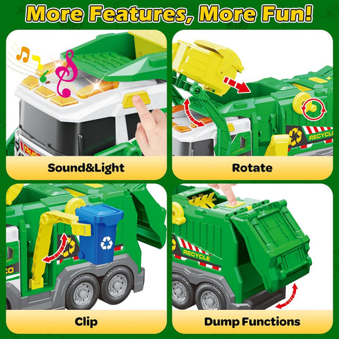 3 4 5 6 7 8 Set 3 AuroTops Garbage Truck Toys for Kids Years Old Boys Toy Trucks with Sound and Light,Toddlers Birthday