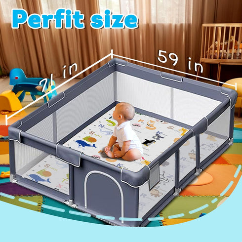 71" 59" Baby Play MatThick Soft X Playpen mat, Non-Slip and Machine Washable Baby Play Mats for FloorCrawling Mat