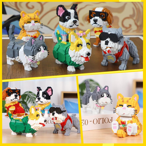 QLT Cute Animal Micro Mini Building Blocks Kit - Orange Cat Micro Bricks for Adults, Party Favors for Kids 8-12+