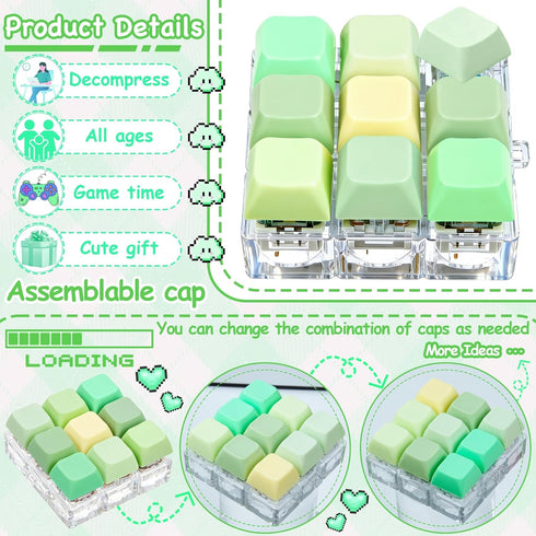ILHSTY 9-in-1 (5 Keyboard Fidget Toy Clicker Fidget Keychain, Stress Relief Desk Toys Decompression Button Keyboard
