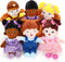 Basket of 8" Plush Diversity Baby Dolls - 6 Piece Set with Interchangeable Clothes for All Ages