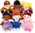 Basket of 8" Plush Diversity Baby Dolls - 6 Piece Set with Interchangeable Clothes for All Ages