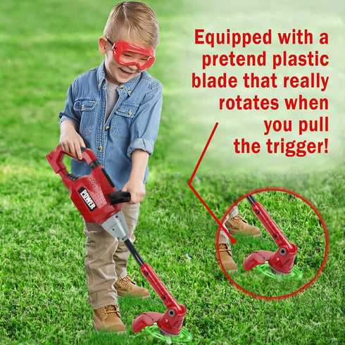 Kids Weed Trimmer Toy, Toddler Gardening Tools with Lights and Sounds, Includes Mask, Safety Goggles, Earmuffs
