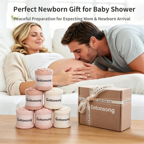 Cottonsong 6 Pack 6-Layer 19.69 11.81 Inches, Newborn Sensitive Skin Burp Cloths, Pure Cotton, Ultra Absorbent Morandi