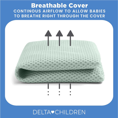 100% 1 Pack, Delta Children Breathable Crib Mattress Pad Cover - Breathable Mattress Pad Cover for Cribs - Elastic