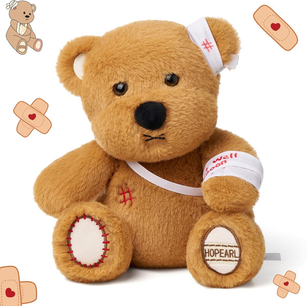Hopearl Adorable Bear Toy Gift with Broken Arm, Soft Stuffed Animal, Comforting