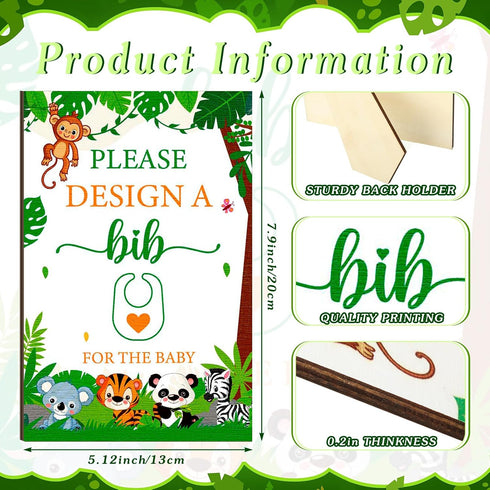 50 DIY Baby Bibs Set, Includes 25 White Feeder Bibs and 24 Fabric Markers for Baby Shower Game