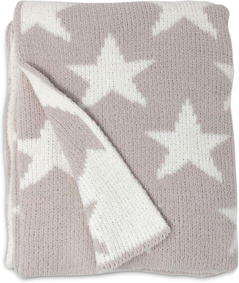 Living Textiles Grey Stars Chenille Soft Baby Blanket, Reversible Premium Cozy Fabric for Infant, Toddler, Newborn,