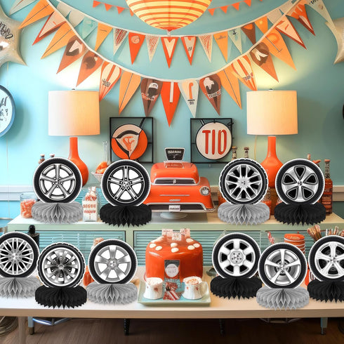 12 Pcs Race Car Centerpieces for Tables, Hot Wheel Decorations for Car Themed Birthday Party Decor