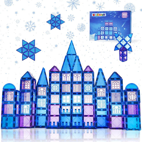 MAGBLOCK 102pcs Magnetic Tiles Frozen Magnet Building for 3-8 Years Old Girls Birthday Gifts