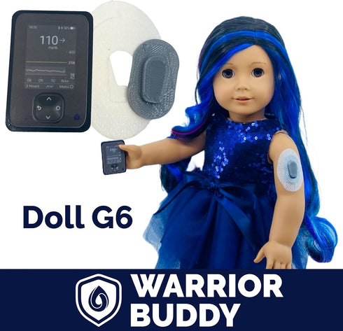 Warrior Buddy Diabetes Accessories for 18" Dolls or Plush Toys (Dexcom G6, Plastic)