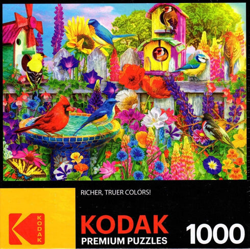 RoseArt - 1000 Piece Jigsaw Puzzle for Adults - Kodak Premium - Bird Bath Garden