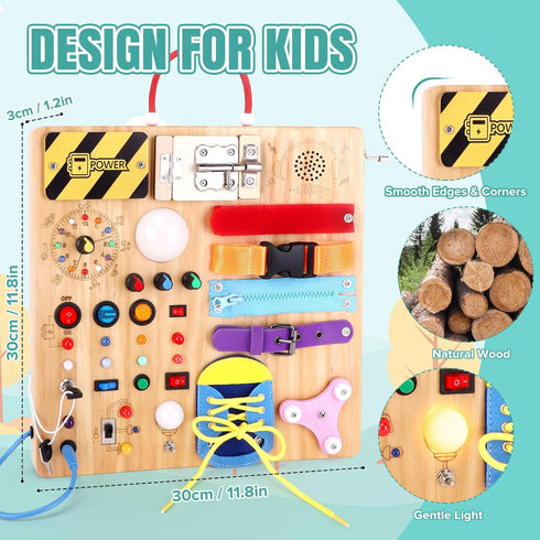 23 1 1 3 15 26 Busy Board in Montessori Toy for Toddlers Age to Wooden Educational Learning Toy with Switches LED