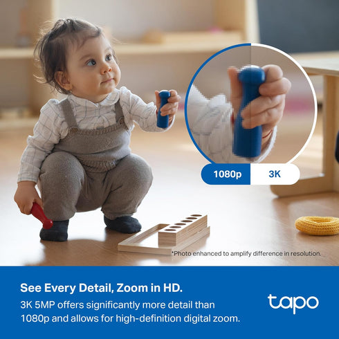 Tapo 3K 5MP 360 3K 360 Indoor Security Camera for Baby Monitor, Pet Camera w/Smart Motion Tracking, Pan/Tilt, IR Night