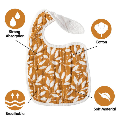 Zainpe 6Pcs Muslin Cotton Bibs for Baby, Adjustable Machine Washable Burp Cloths for Unisex Infant