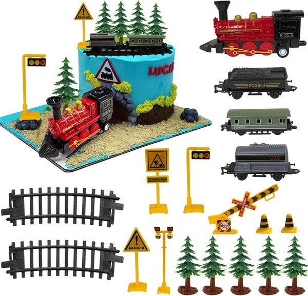 KDPATFAV 18PCS Train Cake Decorations and Toppers for Birthday Party Supplies - Railway