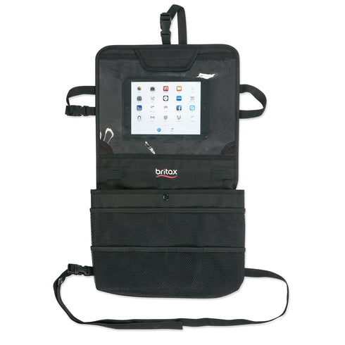 Britax View-N-Go Backseat Car Organizer with Tablet Holder | Crash Tested, Waterproof Backing, Extra Storage Pockets