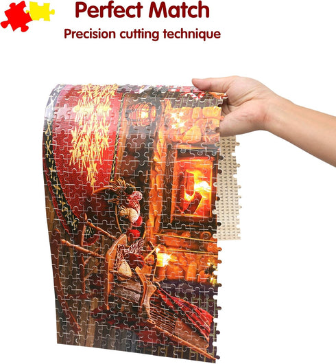 Lavievert Wooden Jigsaw Puzzles 1000 Piece - Christmas Puzzles for Adults and Kids, Fireplace, Christmas Tree, Stockings