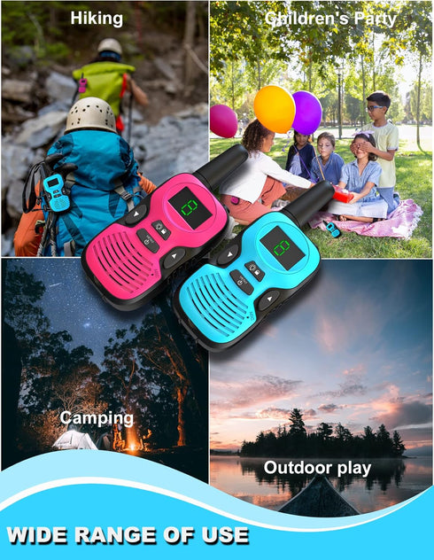 Walkie Talkies for Kids - Rechargeable 4 Pack with Charger Battery, Long Range Outdoor Toys for 3-12 Year Olds