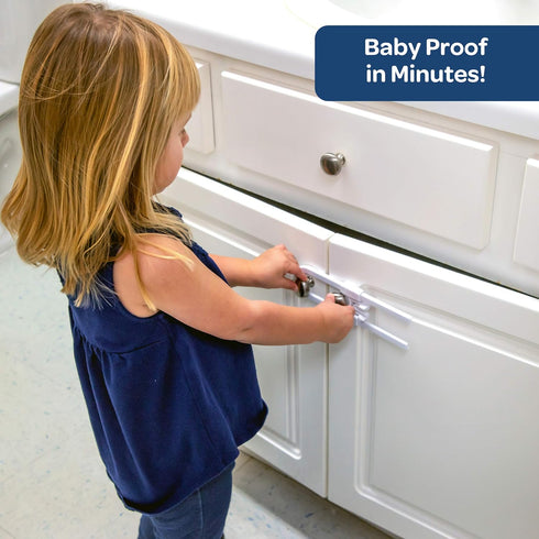 6-Pack Sliding Cabinet Locks - Reusable U-Shaped Child Cabinet Locks for Baby Proofing Cabinets and Drawers