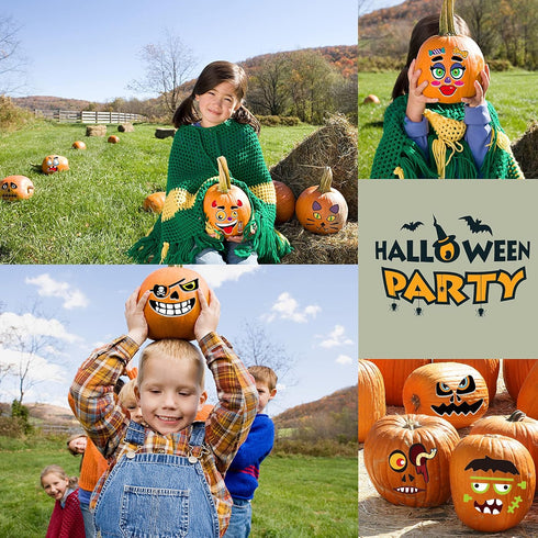60 Pack Halloween Pumpkin Decorating Stickers, 16 Sheets Cute Pumpkin Face Stickers in 30 Designs for Halloween Craft