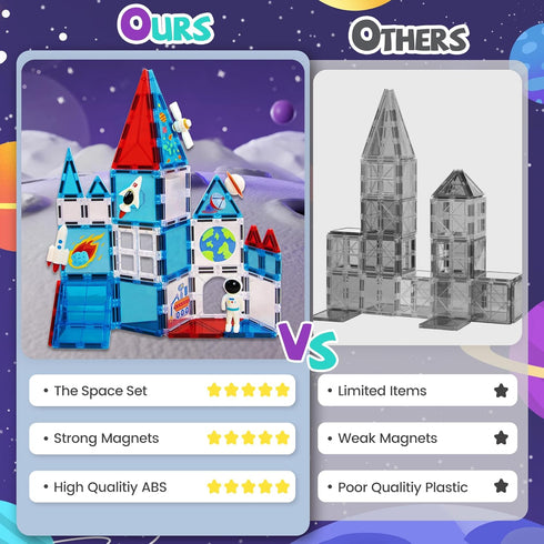 Set, 4-8, 3 4 5 6 7 8 cossy Magnetic Tiles Space Magnet Tiles with Astronaut, Magnetic Tiles for Kids Ages STEM Toys