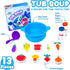 Tub Works Tub Soup Scoop, Strain & Play Toddler Bath Toy | Floating Foam Veggies, Ladle for Scooping & Soup Pot