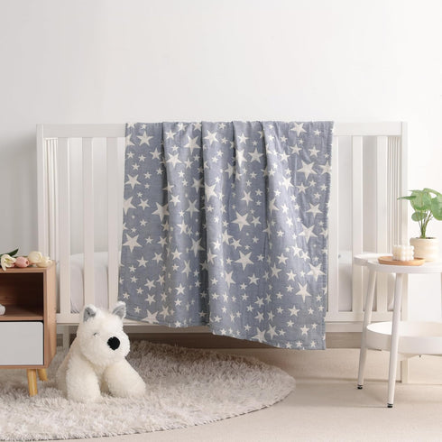 3 45x60 Inches 45"x60", NTBAY Layer Oversized Muslin Cotton Toddler Blanket, Jacquard Reversible Nursery Bed Blanket
