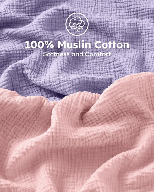 100% 2 Pack 28x52x8in Unnivoll Muslin Crib Sheets for Boys Girls, Cotton Fitted Crib Sheet for Standard Crib