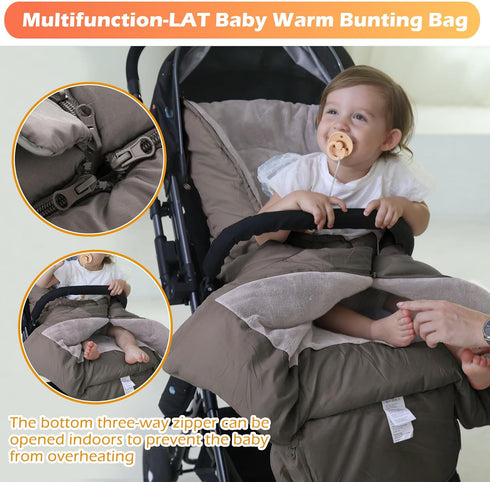 LAT Baby Warm Bunting Bag, Universal Stroller Sleeping Bag, Waterproof Toddler Footmuff