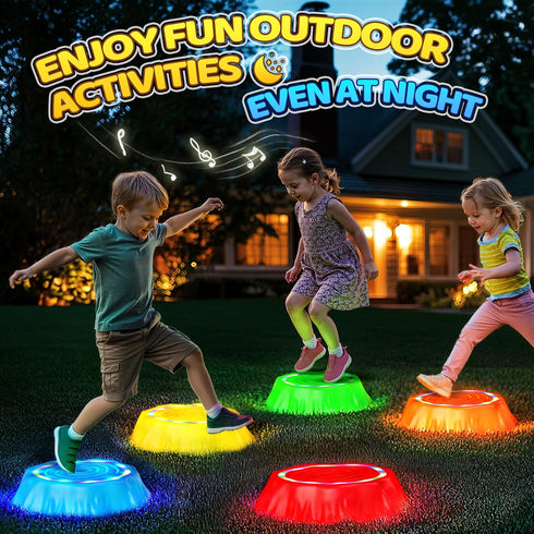5PCS 3-5 Flooyes Stepping Stones for Kids, Light Up & Music Non-Slip Stepping Stones, Sensory Toys for Toddler Balance