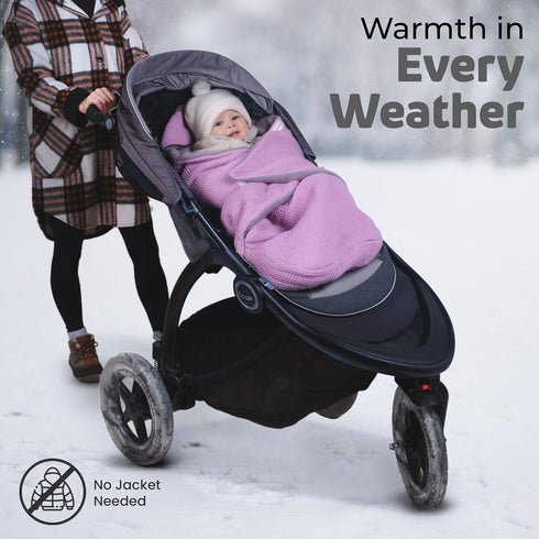 5 Car Seat Blankets for Babies Winter - Stroller Footmuff Carseat Cover Baby Point Harness - Swaddle Bunting Bag (Pink)