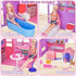 11.5-inch 2-Story 37 Doll House for Dolls, Foldable Dollhouse with pcs Furnitures & Accessories, Playhouse with Pet