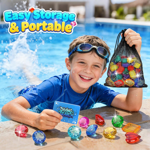60PCS 35PCS Summer Swimming 3-10 DISHIO Diving Toys for Kids, Seek Treasure Underwater Pool Gem Hunt Pool Game