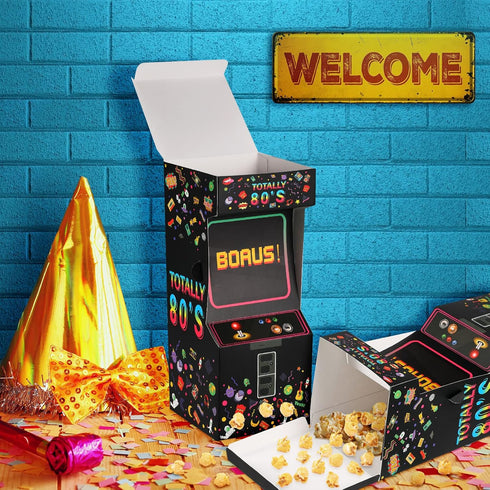 Outus 8 Pieces 80s Party Favor Boxes, Video Game Candy Novelty Centerpiece, 1980s Theme Birthday Decorations