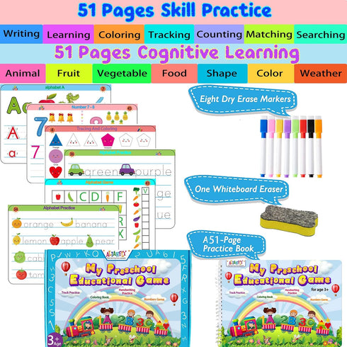 ALIANFLY Preschool Learning Activities Educational Workbook - Toddler Prek Montessori Handwriting Practice Activity
