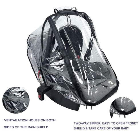LLUFO Baby Car Seat Rain Cover Universal Weather Shield Waterproof,Easy Access Zipper,Side Ventilation,EVA