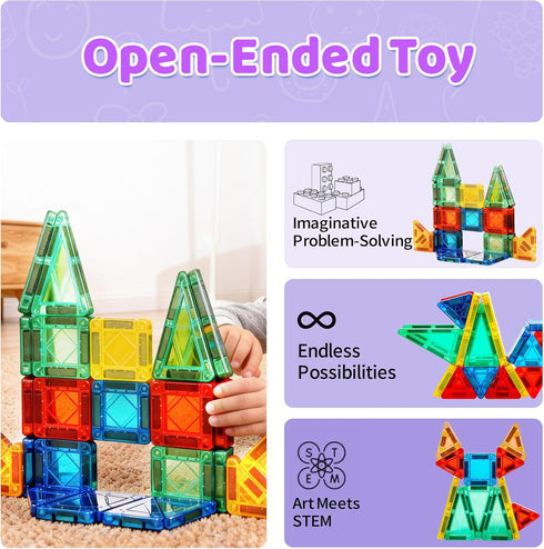 3 4 5 6 7 8+ Mruikeny Mini Magnetic Tiles Travel Toddler Toys, Portable Travel Magnetic Tiles Kids Toys for Years Old