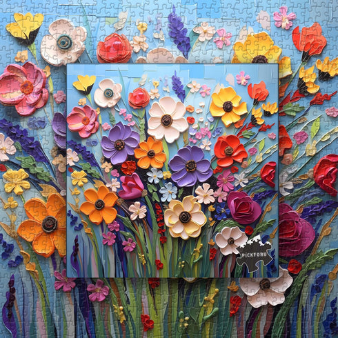 Colorful Flower 1000 Piece Puzzles for Adults, Spring Garden Mosaic Floral Jigsaw Art