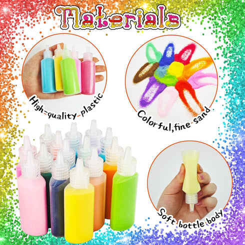 Panxxsen 12 Sand,1.25oz PCS Art Bottles DIY Arts and Crafts Kit,Scenic Sands for Arts & Crafts,Terrarium Sands Play DIY
