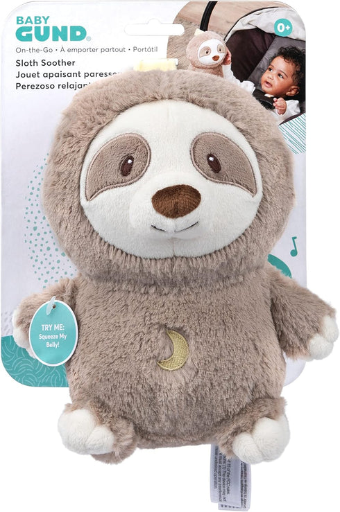 GUND Baby Lil’ Luvs On The Go Sloth Soother, Plush Sound Toy for Babies, Brown/Cream, 6”