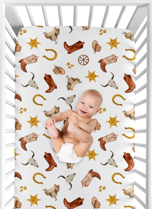 Sweet Jojo Designs Fitted Baby Crib Sheets (Boho Western Cowboy) for Boys, Infant Nursery, Toddler Room - Standard Size