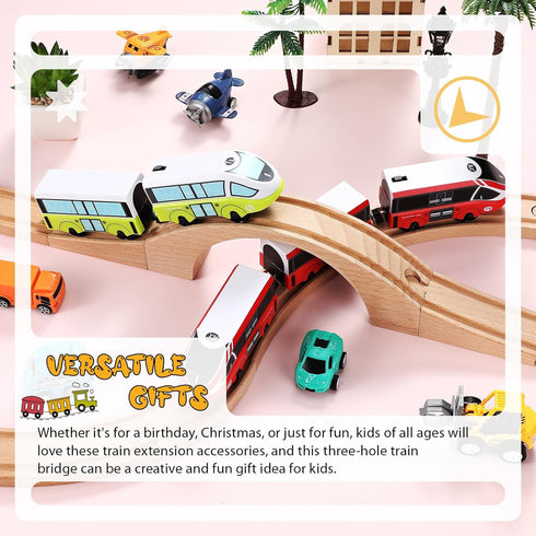Set Kigley Wooden Train Track Expansion - Classic Bridge Accessory in Natural Wood Finish