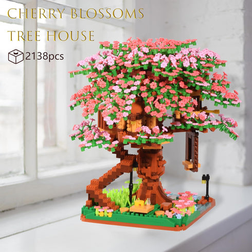 Set 14+, 2028PCS, Japanese Cherry Blossom Tree Building Block Teen Age Sakura Flowers Botanicals Micro Blocks