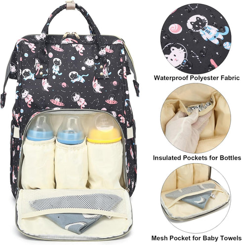Dezcrab Backpack Backpacks Cat Baby Diaper Bag for Women, Large Capacity Waterproof Maternity Travel Nappy