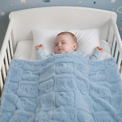 30" 40" Pro Goleem Elephant Baby Boy Blanket, Soft Fleece Baby Blankets for Boys, x Blue Crib & Stroller Blanket