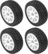 OD 75mm/2.95'' Rubber Tires & Plastic Wheel Rims 12mm Hex Compatible with Traxxas HSP Tamiya HPI Kyosho 1/10 On-Road Touring Racing Car,WLtoys 1/14 144001 RC Buggy (10-Spoke)